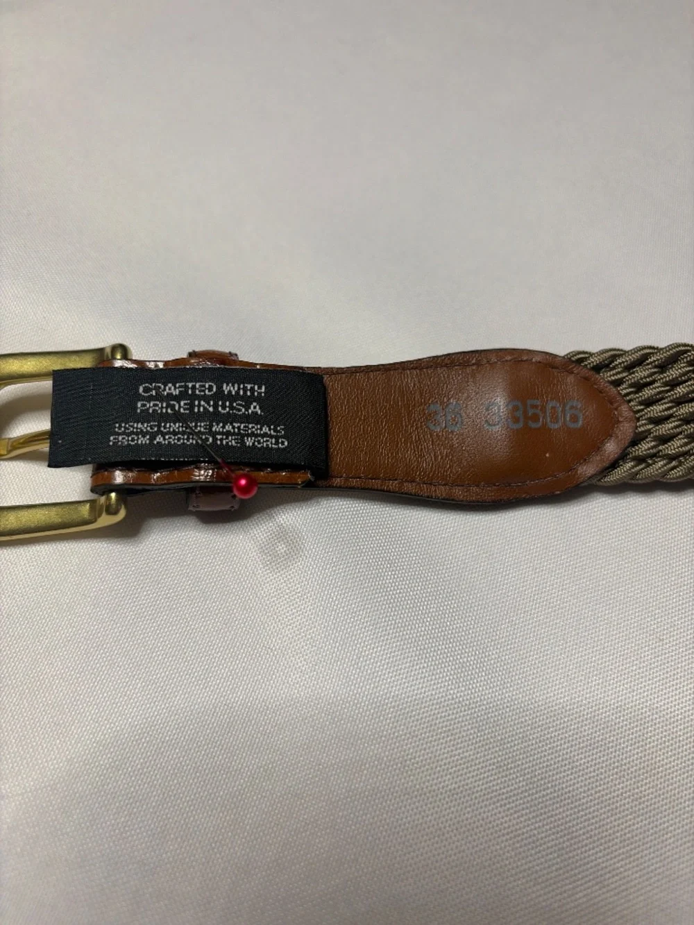 Brighton Strech woven Nylon with Leather and Solid Brass 36